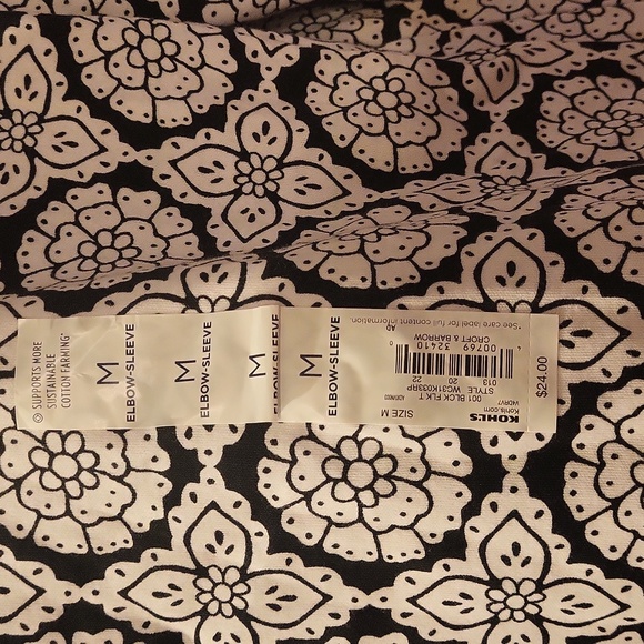 NWT Croft & Barrow shirt b&w elbow sleeve, Medium, 109% cotton - Picture 2 of 6